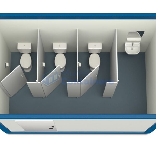 container sanitar mures 4metri 3wc albastru