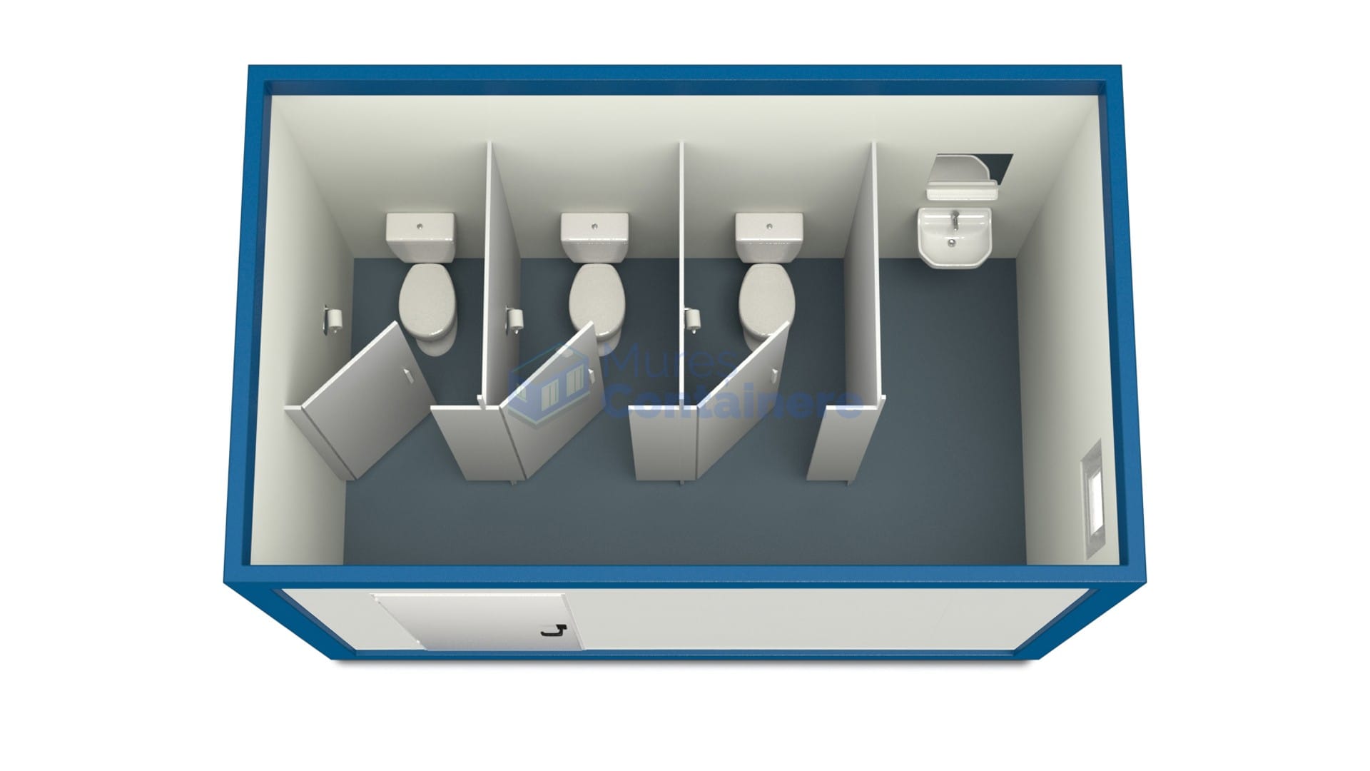 container sanitar mures 4metri 3wc albastru
