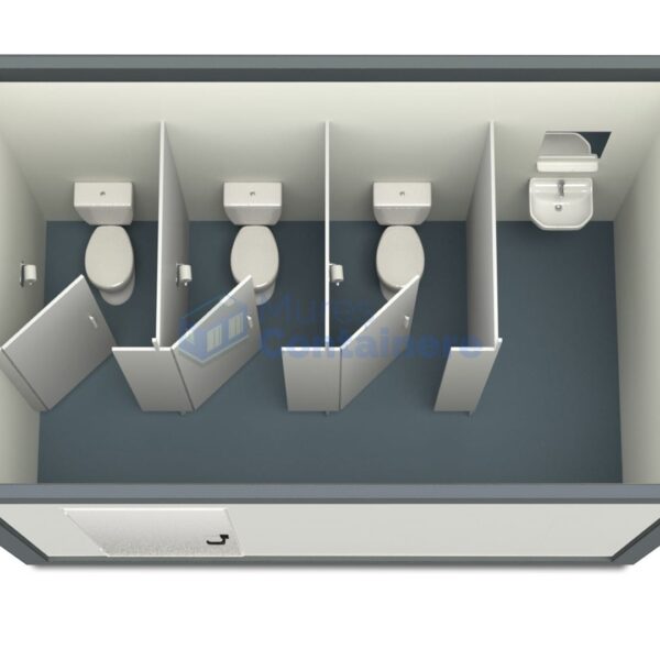 container sanitar mures 4metri 3wc gri