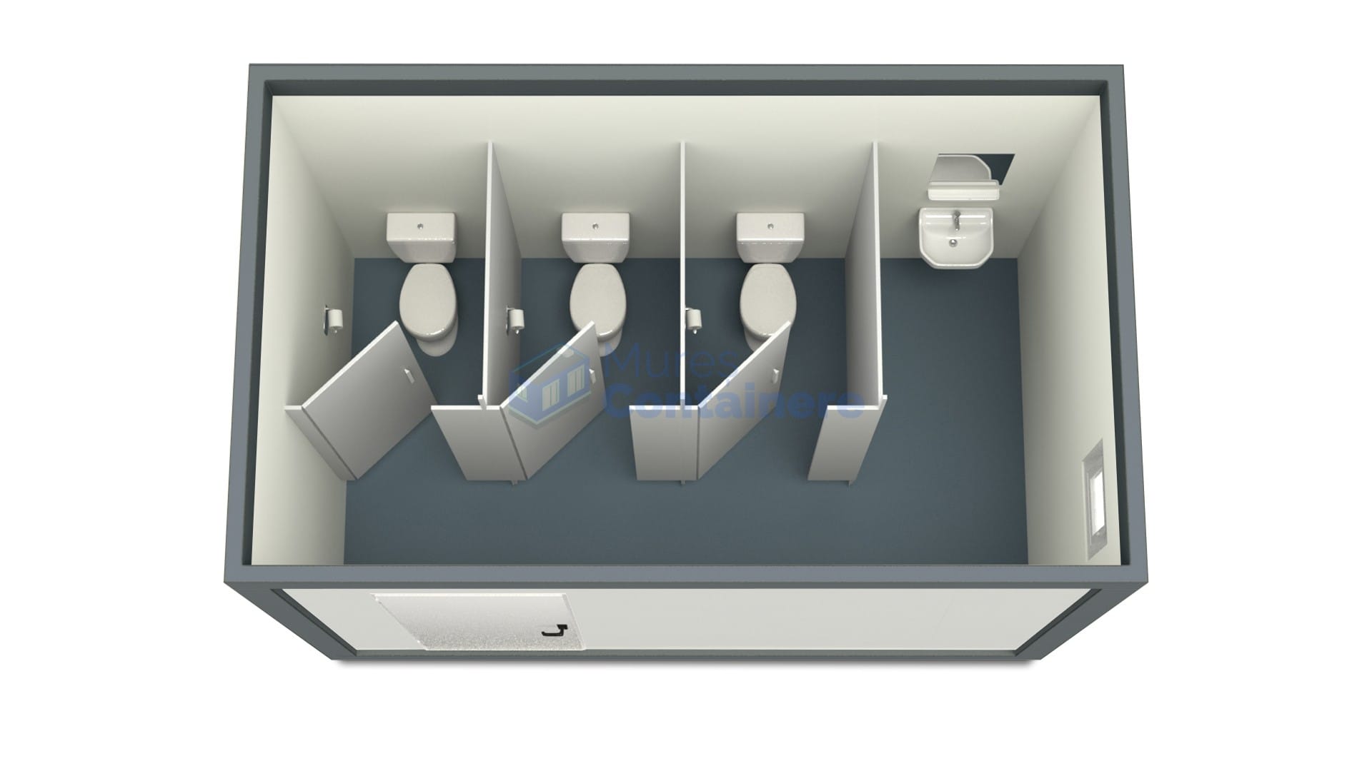 container sanitar mures 4metri 3wc gri