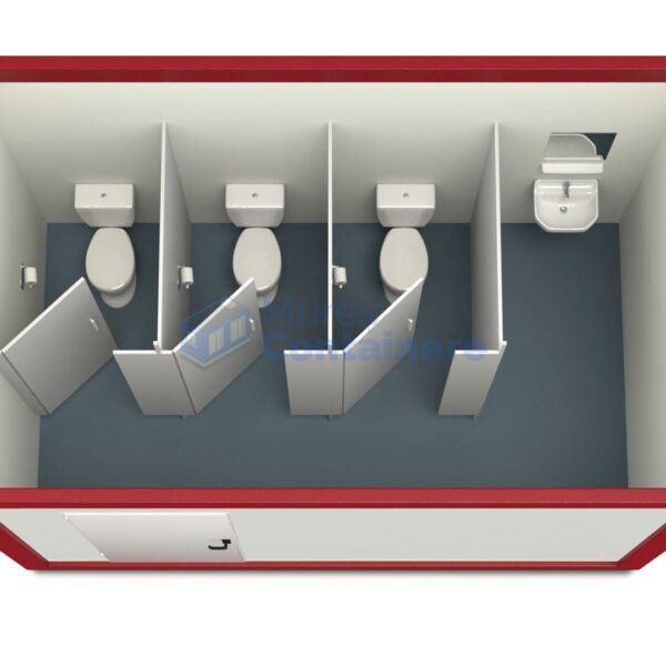 container sanitar mures 4metri 3wc rosu