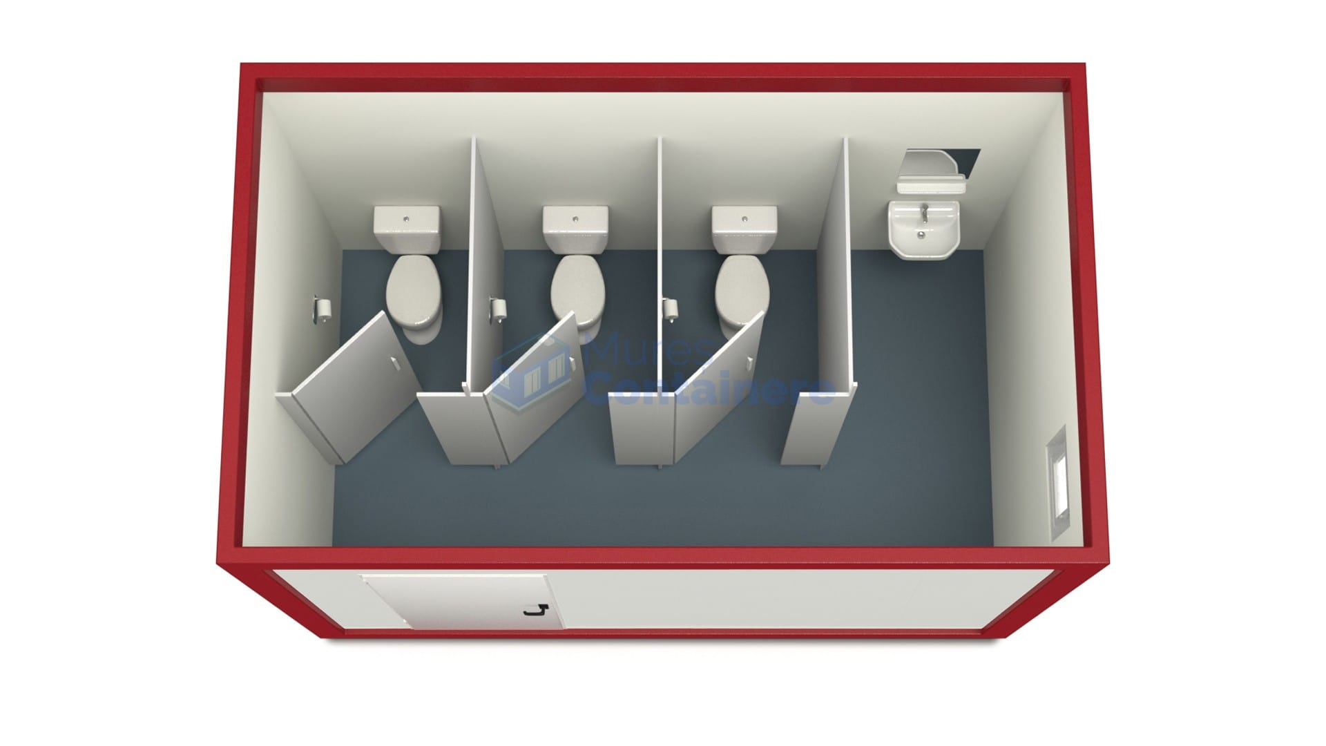 container sanitar mures 4metri 3wc rosu